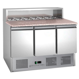 Refrigerated Pizza Cabinet - 3 Doors - 8 GN 1/6 Pans - Dynasteel