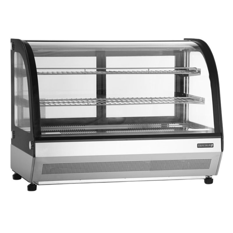 Kühlvitrine Theke 2 Glastüren Schwarz - TEFCOLD LCT900C/BLACK