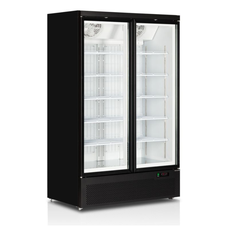 Black Vertical Freezer Showcase - 702 L | TEFCOLD | Ideal for professional catering | Energy saving, glass doors