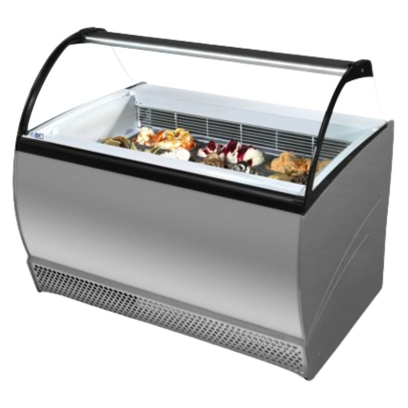 Ice Cream Display Case with Curved Glass Sneeze Guard - Perfect presentation of your ice creams