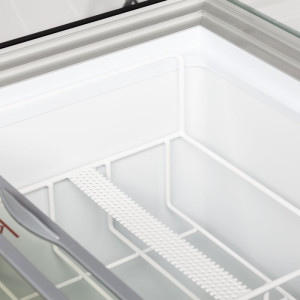 Congélateur Coffre à Glace avec Verre Incurvé - 165 L TEFCOLD : Vitrine Glaces Professionnelle avec Couvercles Vitrés Coulissant