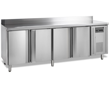 Negative Stainless Steel Refrigerated Table with Backsplash - 4 Doors - 460 L | TEFCOLD