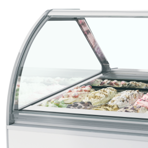 Vitrine für belüftetes Eis mit gebogener Front - 18 x 5 L - TEFCOLD Millenium LX18: Spektakuläre Präsentation Ihrer professionel