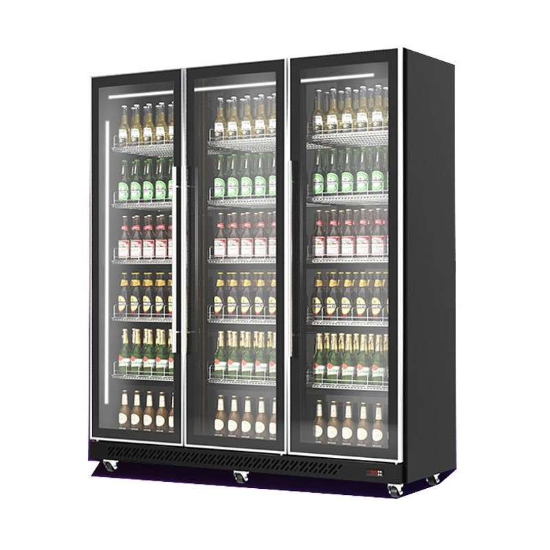 Refrigerated Drinks Display Case 3 Glass Doors Black 1173 L - CombiSteel