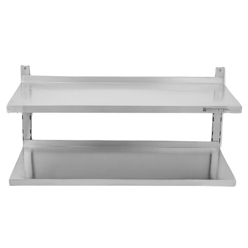 Etagère Murale en Inox sur Crémaillères 2 Niveaux  - L 1000 x P 400 mm - Dynasteel