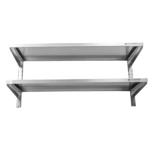 Stainless Steel Wall Shelf on Brackets 2 Levels - L 1200 x D 400 mm - Dynasteel