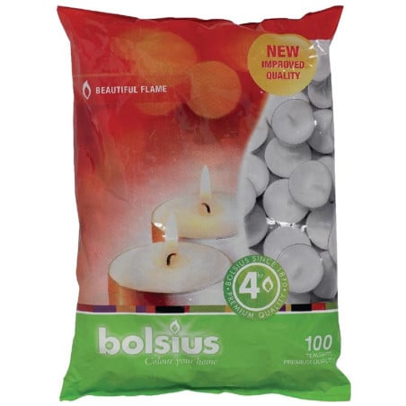 Teelichter 4 Stunden Brenndauer - Packung mit 100 Stück Bolsius - Gemütliche Atmosphäre.