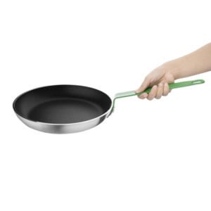 Poêle Aluminium Antiadhésive avec Manche Vert 280 mm - Hygiplas: Cuisson précise, Nettoyage facile