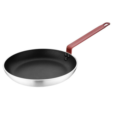 Poêle Aluminium Antiadhésive Ø 280 mm - Hygiplas Manche Rouge SEO: Cuisson sans tracas, Revêtement Teflon Platinum Plus