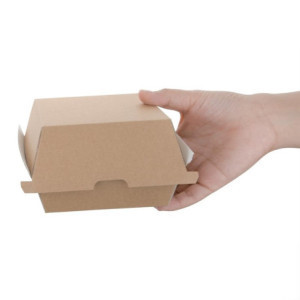 Small Compostable Hamburger Boxes 112mm - Pack of 150 Kraft Fiesta