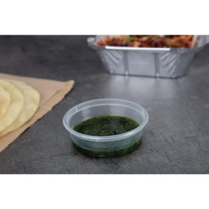 Microwavable Sauce Pots 50ml - Pack of 100: Practical and resistant in transparent plastic