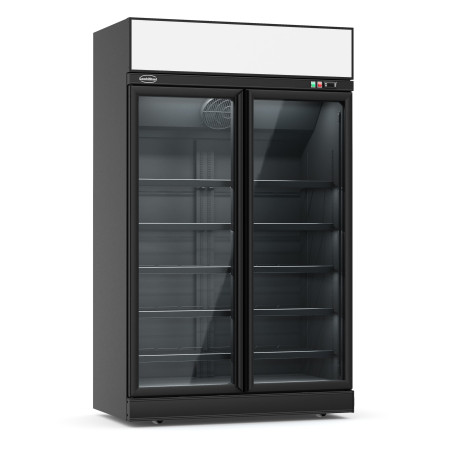 Getränkevitrine Schwarz CombiSteel - 1000 L, Glastüren und LED-Beleuchtung