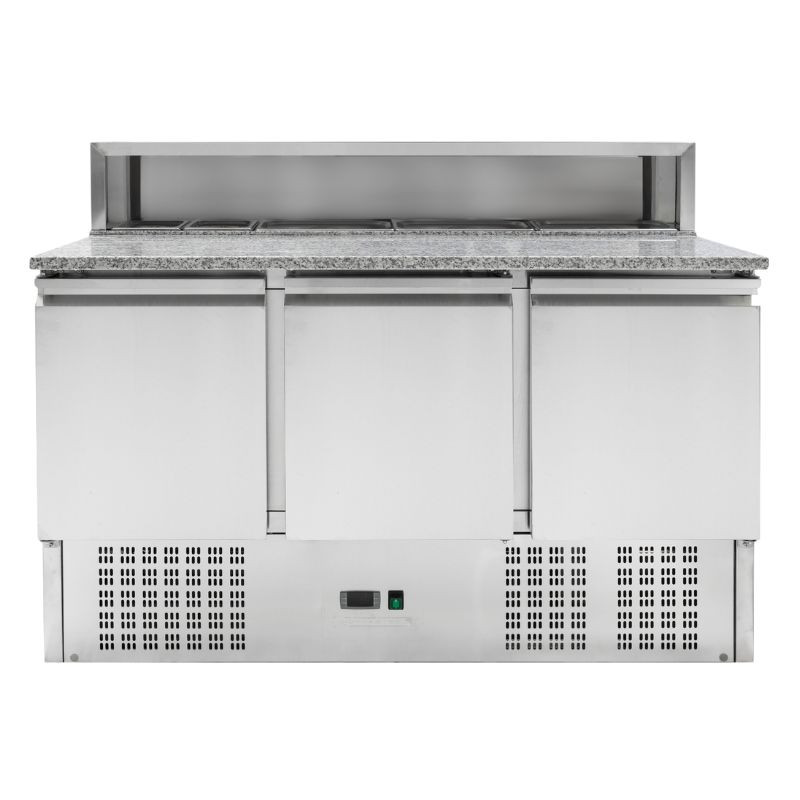 Refrigerated Pizza Cabinet - 3 Doors - 8 GN 1/6 Pans - Dynasteel