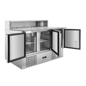 Refrigerated Pizza Cabinet - 3 Doors - 8 GN 1/6 Pans - Dynasteel