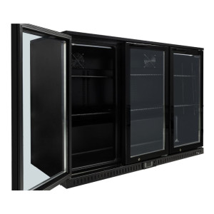 Rückkühlschrank 328 L 3 Glastüren Schwarz
