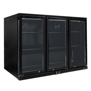 Rückkühlschrank 328 L 3 Glastüren Schwarz