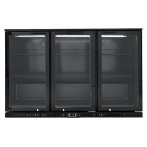 Rückkühlschrank 328 L 3 Glastüren Schwarz