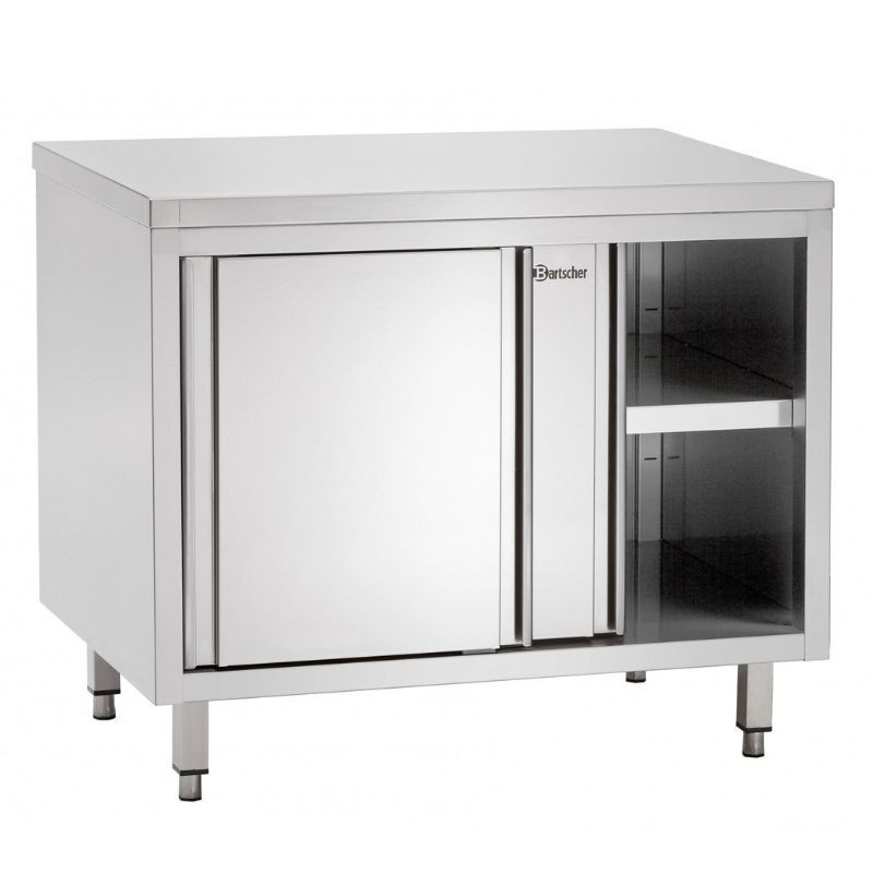 Stainless Steel Furniture with Sliding Doors and Shelf - L 1000 mm - Refurbished