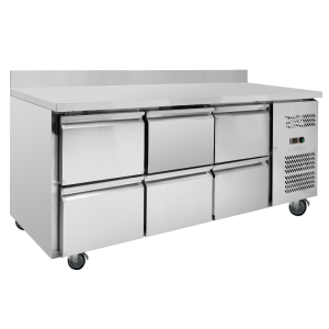 Positive Refrigerated Table with Backsplash - 6 Drawers - Dynasteel