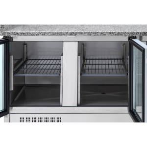 Compact Refrigerated Pizza Cabinet 600x400 - 3 Glass Doors - Dynasteel