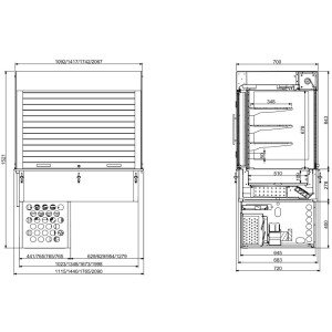 Geschlossene Wandkühlvitrine zum Einbau - L 1440 x T 720 mm - CombiSteel