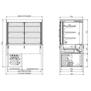 Wandkühlvitrine Drop-In - L 1440 x T 720 mm - CombiSteel