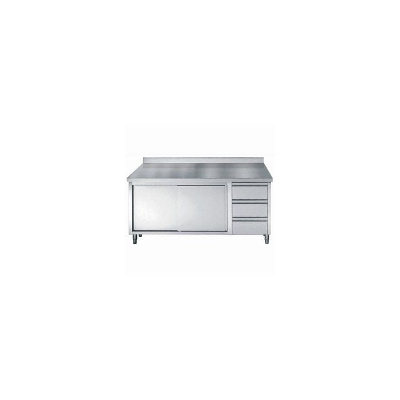 Meuble Inox Bas CombiSteel - 2 Portes et 3 Tiroirs