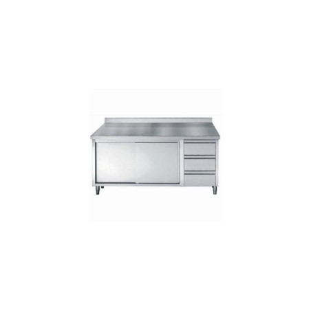 Stainless Steel Low Cabinet - 2 Doors 3 Drawers - Dimensions L 1800 x D 700 - CombiSteel