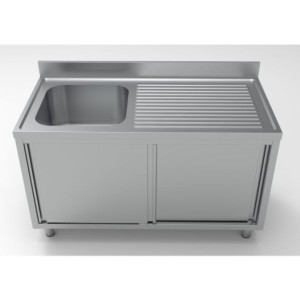 Sink Unit 1 Bowl and Drainer on the Right - L 1400 x D 700 mm - CombiSteel