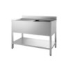 1 Bowl Sink with Drainer on the Left and Shelf - Stainless Steel AISI 304