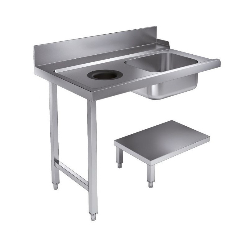 Stainless steel loading table - Waste hole on the left | CombiSteel