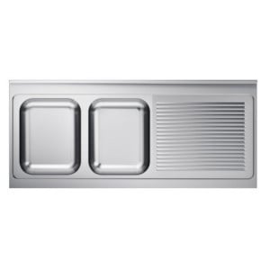 Évier 2 Bacs Inox Professionnel avec Égouttoir à Droite - CombiSteel 2000x600mm