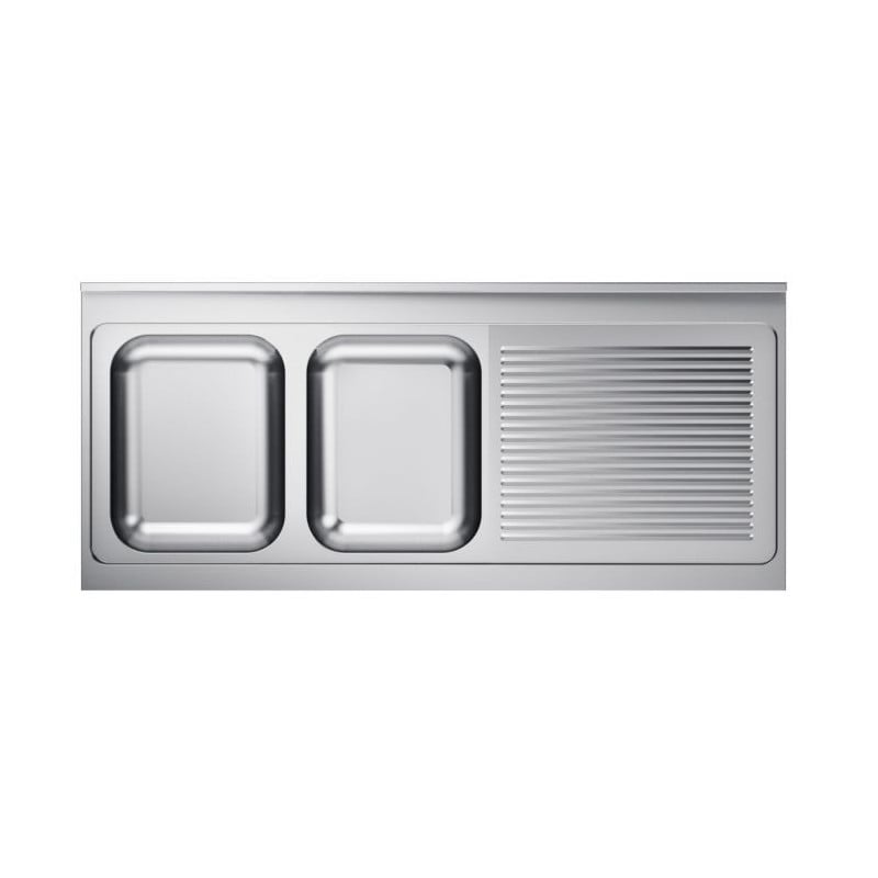 Évier 2 Bacs Inox Professionnel avec Égouttoir à Droite - CombiSteel 2000x600mm