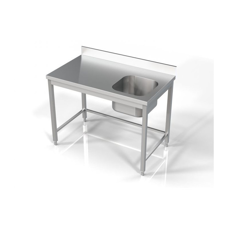 Plonge Inox 1 Bac à Droite avec Dosseret - CombiSteel 1200x700 mm