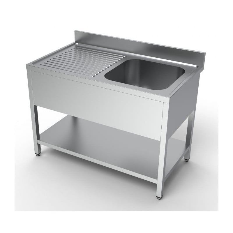 Sink 1 Basin and Drainer on the Left Stainless Steel - L 1200 x D 700 mm CombiSteel