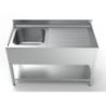 Stainless steel sink with right drainer, backsplash, and shelf - Dimensions 1400x700 mm - CombiSteel