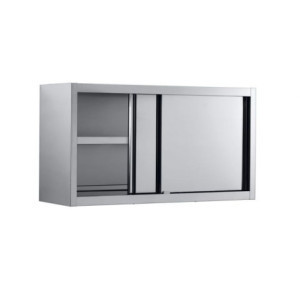 Wall Cabinet with Sliding Doors in Stainless Steel - Professional Kitchen