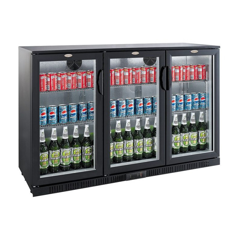 3-Door Refrigerated Back Bar - CombiSteel 320 L - Black & LED