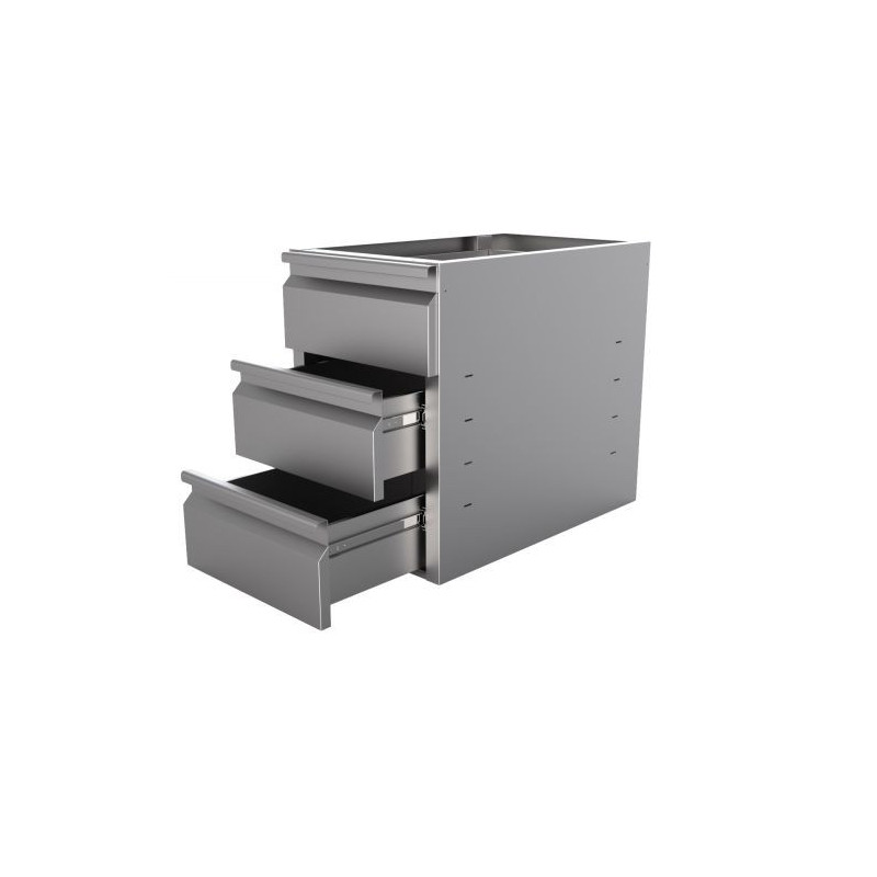 Block 3 Stainless Steel Drawers - Combisteel, Large Storage Capacity