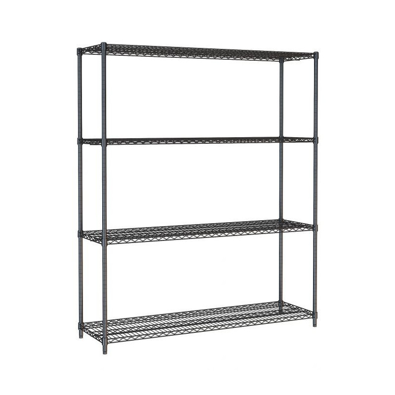 4-Level Detachable Shelf Black - L 1500 x D 450 mm - Robust & Spacious