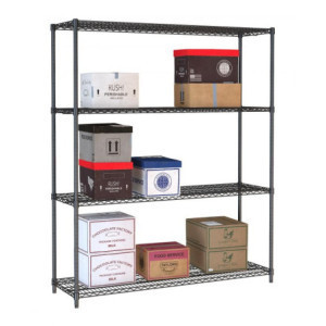 4-Level Detachable Shelf Black - L 1500 x D 450 mm - Robust & Spacious