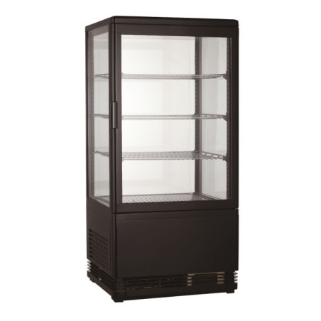 Black Refrigerated Display Case - 78L - CombiSteel, 4 Glass Sides