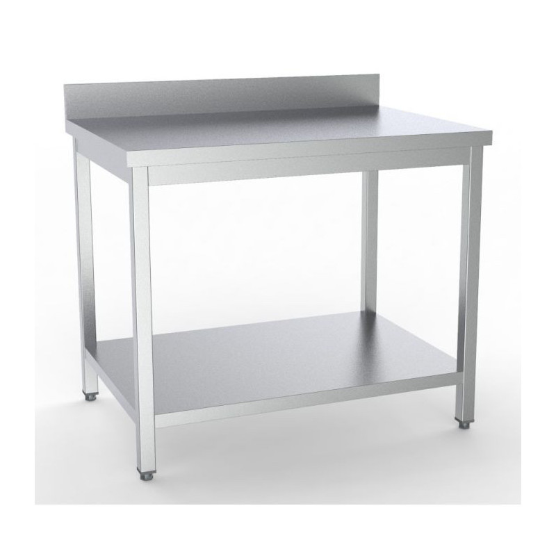 Table Inox avec Dosseret et Etagère - L 2000 x P 600 mm