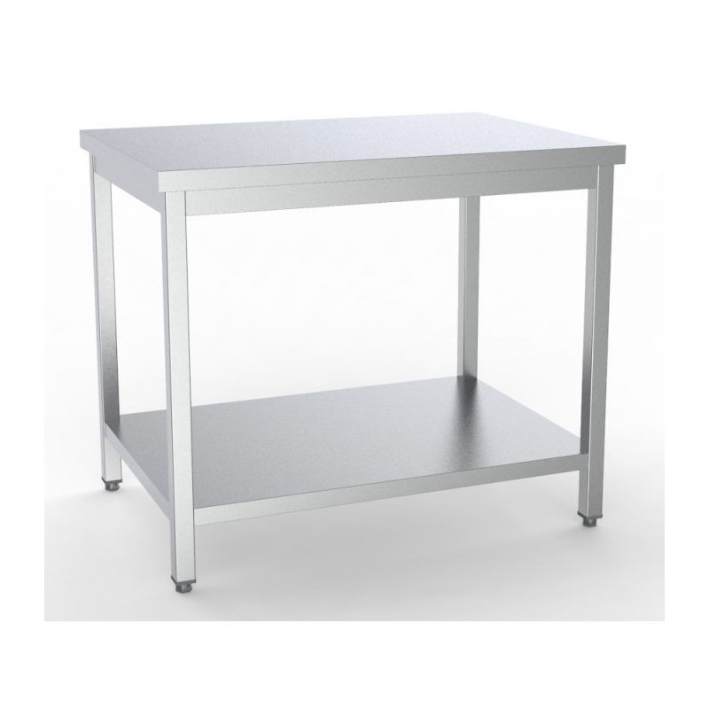 Stainless Steel Table with Shelf - L 2000 x D 600 mm