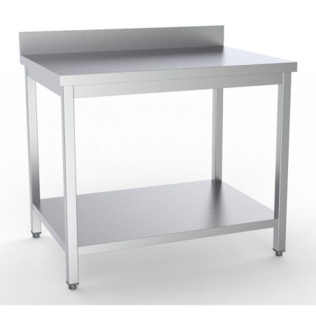 Table Inox avec Dosseret et Etagère - L 1400 x P 600 mm