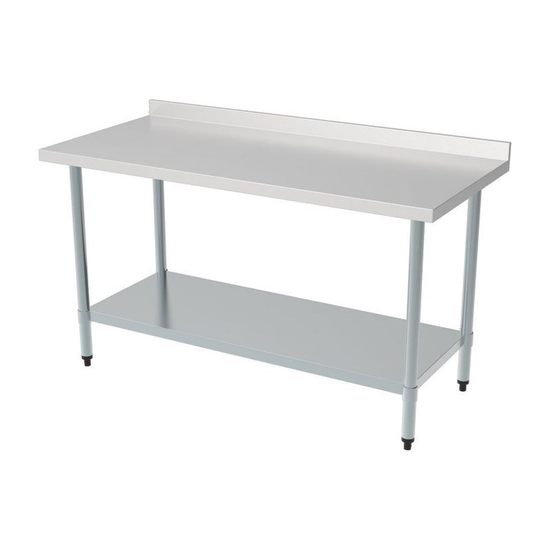 Stainless Steel Table with Backsplash and Shelf - Professional and Spacious