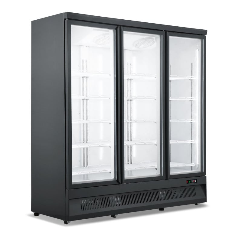 Black Negative Refrigerated Display Case - 1450 L - 3 Glass Doors CombiSteel