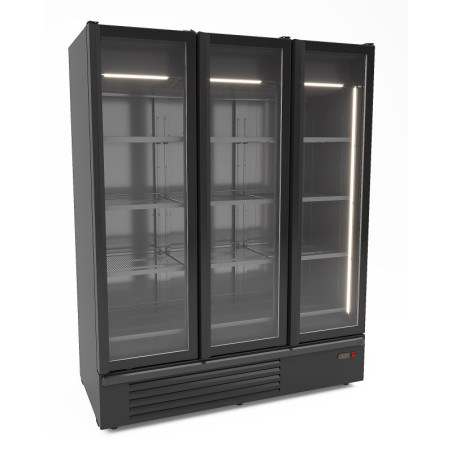 Black Upright Refrigerator - 2 Glass Doors - 1555 L - CombiSteel