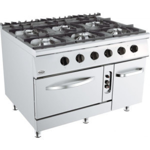 Cuisinière à Gaz Base 900 6 Brûleurs et Four - Marque CombiSteel