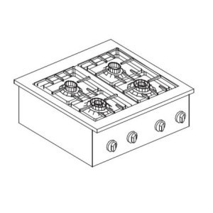 Drop-In CombiSteel Gas Cooktop - 4 Professional Burners